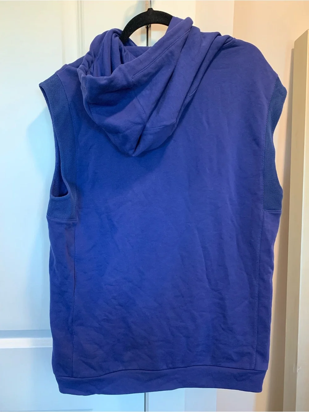 NWT-VERSACE. Sleeveless Hoodie with iconic Medusa   logo Patch in Royal Blue - Picture 9 of 16